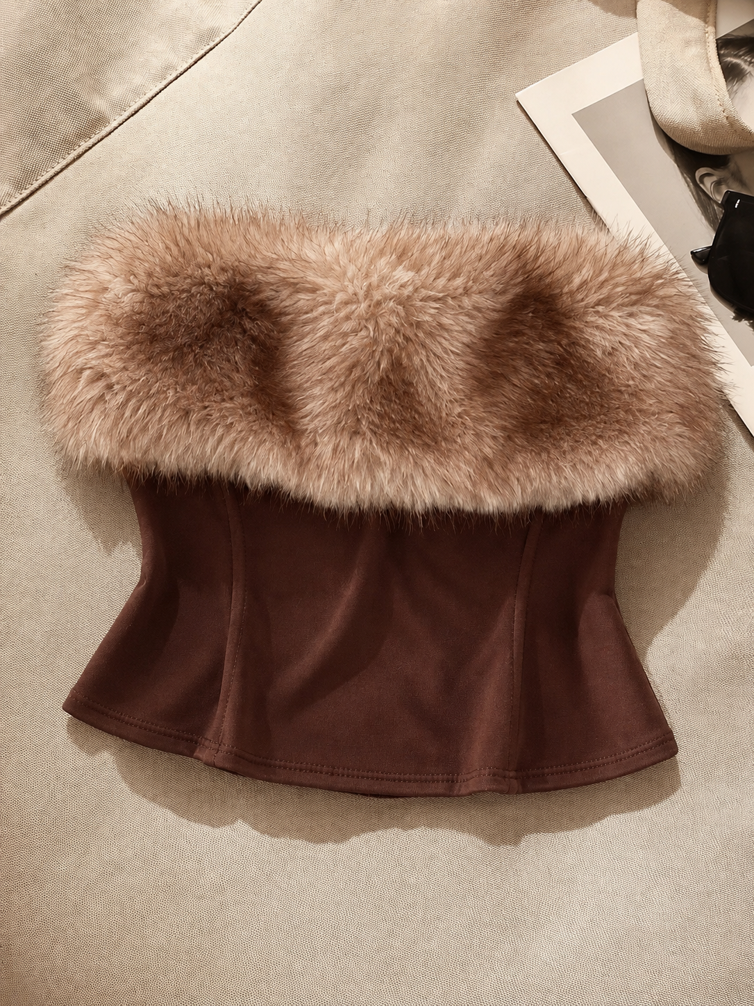 AliceLily Furr Fall Edit Tube Top